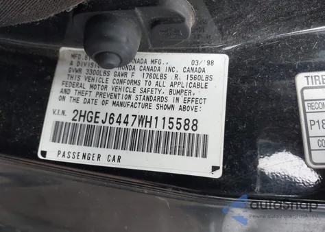 1998 Honda Civic Dx из США, поврежденный, VIN 2HGEJ6447WH115588